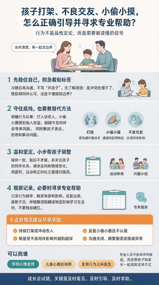孩子打架、不良交友、小偷小摸